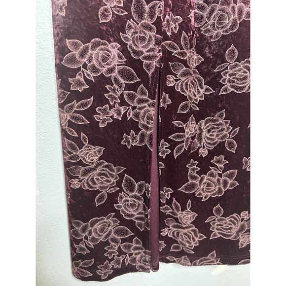 Vintage Y2K Velvet Maxi Dress Whimsigoth Burgundy Floral Fairy Grunge Size Med - Picture 6 of 7